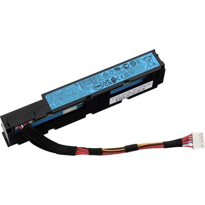 Un chargeur de portable oblong avec une étiquette bleue affichant des informations de sécurité et de certification. Un câble avec une fiche est attaché.