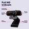 Webcam Full HD avec microphone intégré, indicateur d'activité, connexion USB-A, filtre de confidentialité et support de trépied.