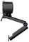 Vue latérale d'un support de webcam noir et ajustable. Le support présente un design pliable avec plusieurs articulations.