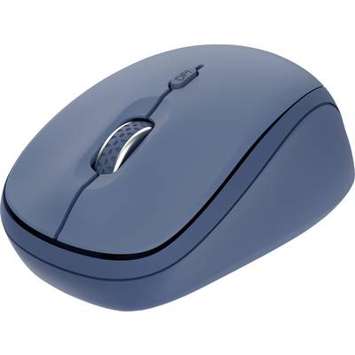 Souris d'ordinateur bleue sans fil avec molette de défilement et touche DPI sur le dessus. Idéale pour un travail précis sur PC ou ordinateur portable.