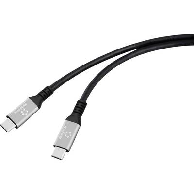 Deux câbles USB-C avec des câbles noirs et des connecteurs argentés.