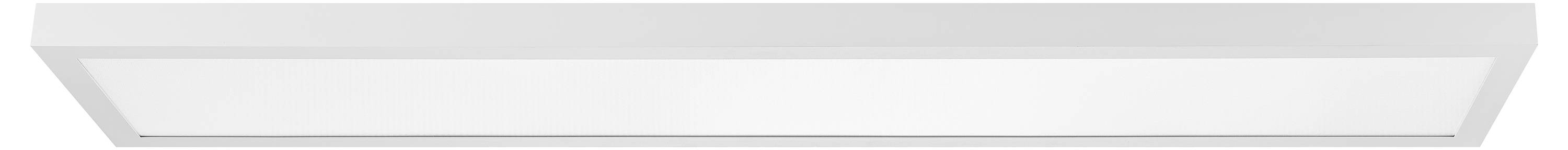 Plafonnier LED rectangulaire au design sobre et moderne, avec un cadre blanc. Idéal pour les bureaux ou les espaces de vie.