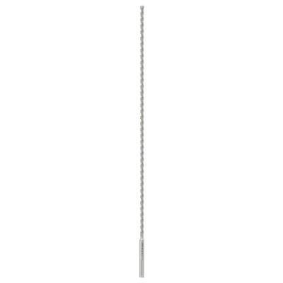 Brosse à cheveux noire avec une longue poignée étroite et des poils blancs répartis uniformément sur toute la surface dense en poils.