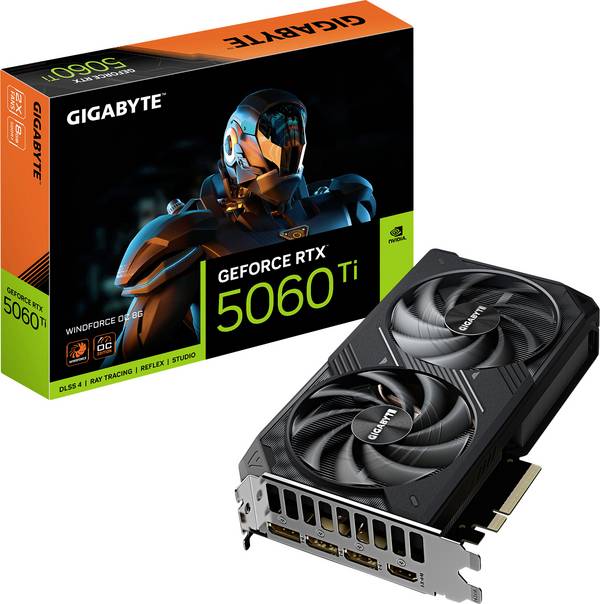 Gigabyte Carte graphique Nvidia GeForce RTX 5060 Ti GeForce RTX 5060 Ti  8 GB GDDR7 RAM