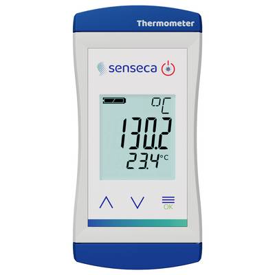 Un thermomètre numérique affiche '130,2' et '23,4 °C'. Le nom de la marque 'senseca' apparaît au-dessus de l'écran.