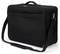 Sacoche noire avec poignée de transport et bandoulière, adaptée aux fournitures de bureau ou comme sacoche pour ordinateur portable.
