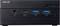 Un mini-PC noir ASUS avec différents ports : une entrée jack pour casque, un port USB-C et deux ports USB-A.