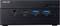 Un panneau avant d'unité informatique noir avec le logo 'ASUS', une prise casque, un port USB-C, deux ports USB 3.0 et un bouton d'alimentation sur la droite.