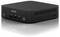 Un mini-PC noir ASUS avec plusieurs ports USB et des fentes de ventilation, posé sur une surface réfléchissante.