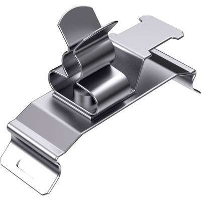 Support métallique avec design de clip courbé pour la fixation sur une surface. Principalement fonctionnel.