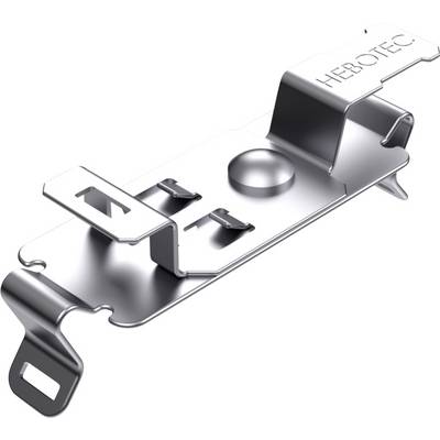 Collier de serrage métallique portant l'inscription 'HEBOTEC', adapté pour la fixation de câbles ou de tuyaux, présentant une conception incurvée.