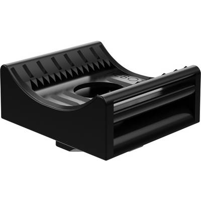 Support en plastique noir à surface antidérapante, de forme rectangulaire avec des découpes semi-circulaires pour des placements spécifiques.