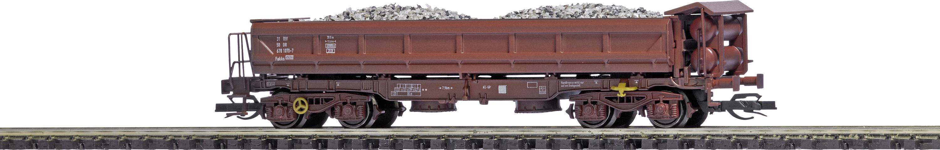 Busch 31424 Wagon à bascule TT double face Fakks avec charge de protection, vieilli par la DB