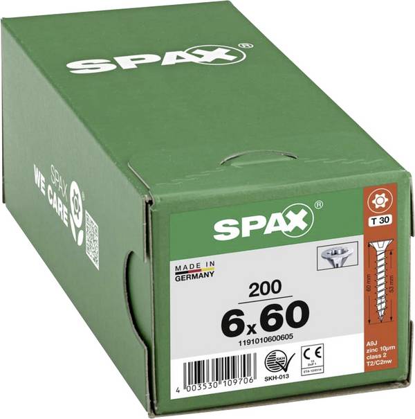 SPAX 1191010600605 R 88091 Senkkopf/T-STAR Vis à bois 6 mm 60 mm T-STAR plus acier WIROX 200 pc(s)