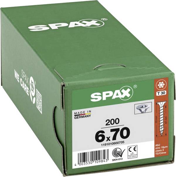 SPAX 1191010600705 R 88091 Senkkopf/T-STAR Vis à bois 6 mm 70 mm T-STAR plus    acier WIROX 200 pc(s)