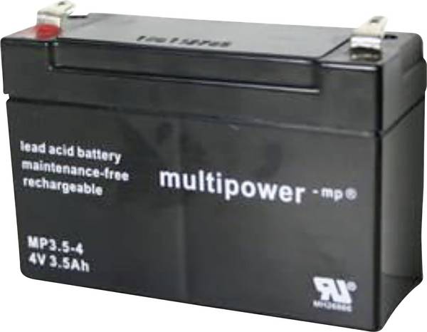 Batterie au plomb 4 V 3.5 Ah multipower MP3,5-4 plomb (AGM) (l x H x P) 90 x 65 x 34 mm cosses plates 4,8 mm sans entretien, auto-décharge réduite