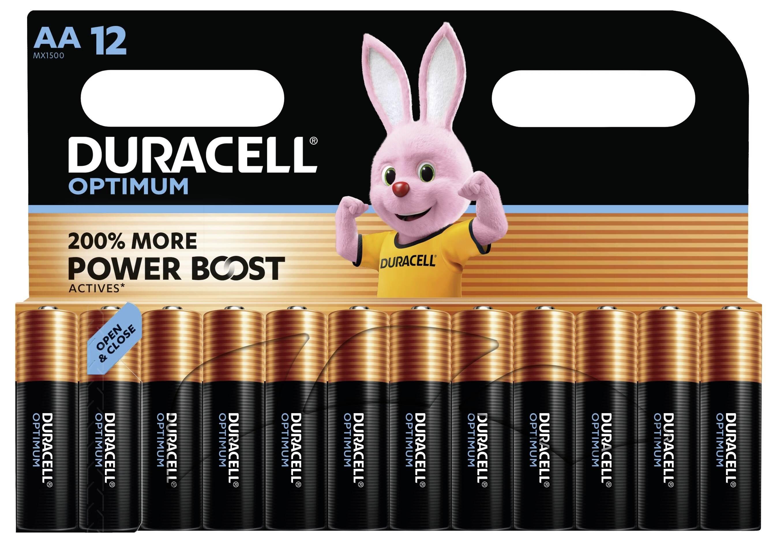 Piles Duracell Plus AAA, paquet de 4. Jusqu'à 100% de durée de vie supplémentaire grâce aux actifs Power Boost. Avec la mascotte du lapin Duracell.