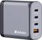Chargeur USB multifonction de Verbatim avec quatre ports : trois ports USB-C avec Power Delivery et un port USB-A.