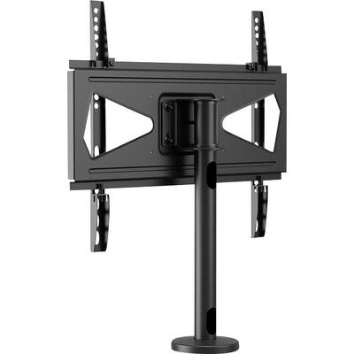 Un support mural noir pour téléviseur, orientable et inclinable, permettant un positionnement flexible, adapté à différentes tailles d'écran.