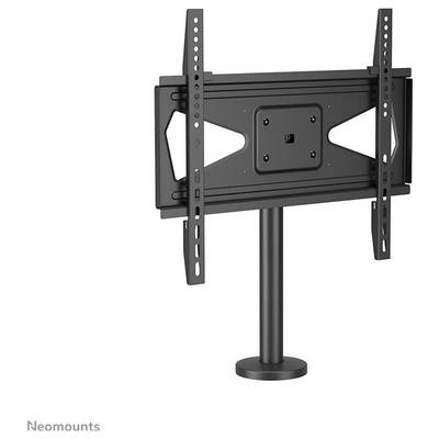 Support de télévision noir sur pied de Neomounts, autoportant, conçu de manière robuste pour différentes tailles d'écrans.