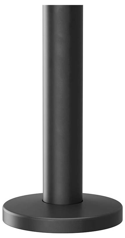 Support de rouleau de cuisine en noir avec base ronde. Design minimaliste en métal, offrant une grande stabilité.
