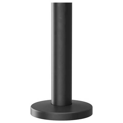 Support de rouleau de cuisine en noir avec base ronde. Design minimaliste en métal, offrant une grande stabilité.