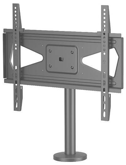 Support mural téléviseur métallique à bras ajustables, monté sur un socle rond, adapté pour la fixation des téléviseurs à écran plat.