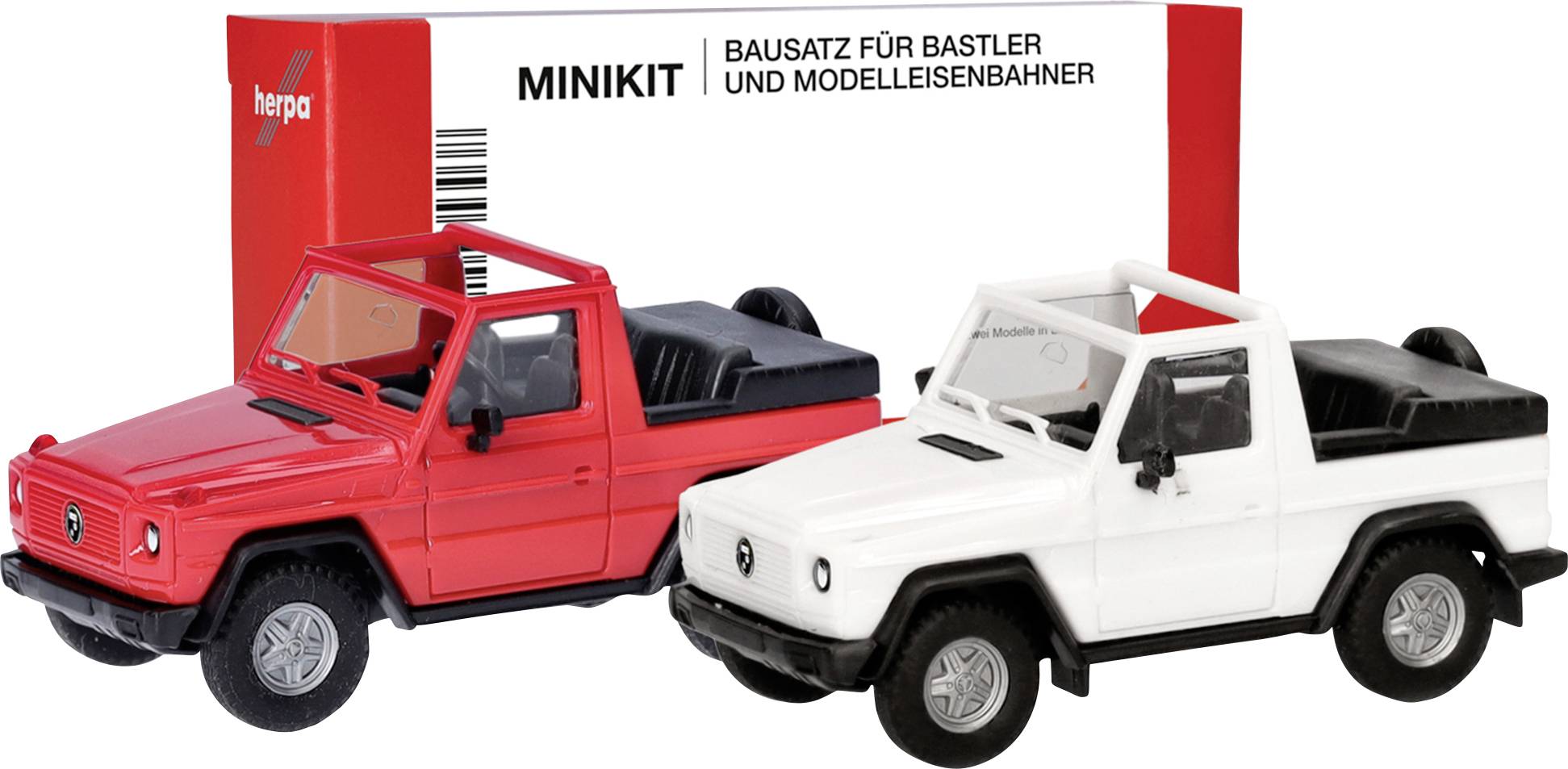Herpa 012744 H0 Modèle réduit de voiture particulière Puch Classe G (W460) Cabrio, blanc et rouge