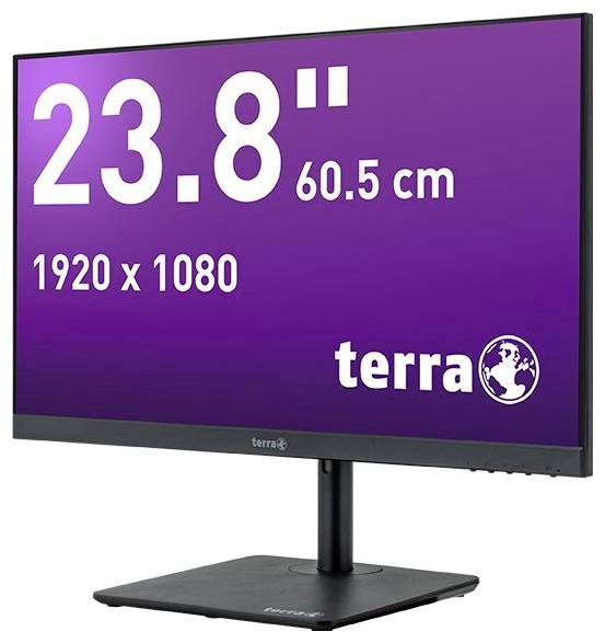 Moniteur de 23,8 pouces (60,5 cm) avec une résolution de 1920 x 1080, marque 'terra'.