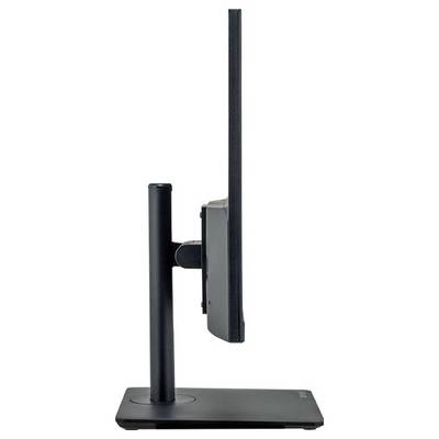 Vue latérale d'un écran d'ordinateur plat sur un support réglable en hauteur.