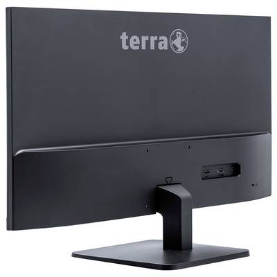 Vue arrière d'un ordinateur portant l'inscription 'terra' dans la partie supérieure. On peut voir les différentes possibilités de connexion à l'arrière du moniteur.