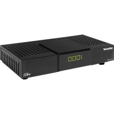 Récepteur noir avec affichage indiquant '0001', marque TechniSat, modèle HDC 233.