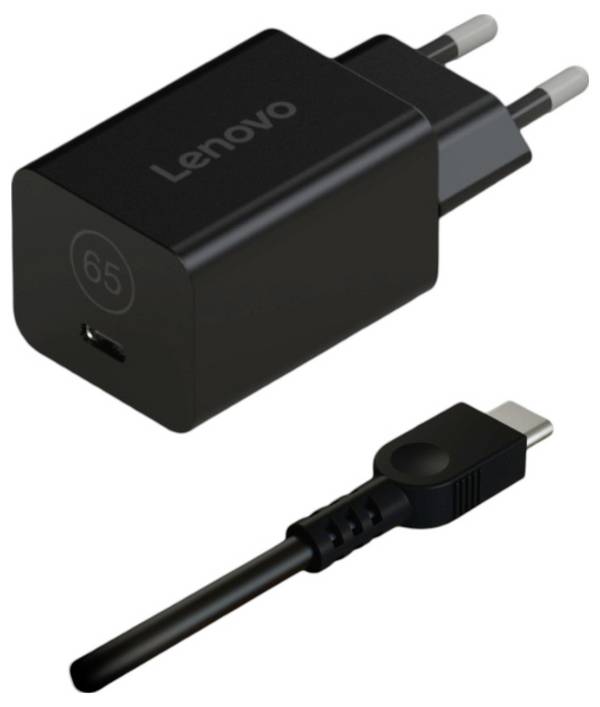 Lenovo GaN Nano Alimentation PC portable 65 W 5 V, 9 V, 15 V, 20 V  GaN, avec fiche Euro, chargeur rapide