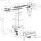 Schéma du bras de support de moniteur montrant les parties réglables, dimensions en millimètres, comprenant :<br>- Hauteur : 345-555<br>- Profondeur : 101-400<br>- Base de fixation par pince<br>- Angles de rotation