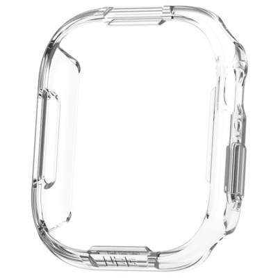 Étui de protection transparent pour montre connectée, montrant une protection latérale et des coins, soulignant un design robuste et minimaliste.