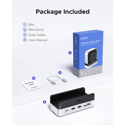 ORICO Station d'accueil USB-C® VS10 Mini Dock Desktop Stand support intégré, lecteur de cartes intégré, slot SSD M.2-12