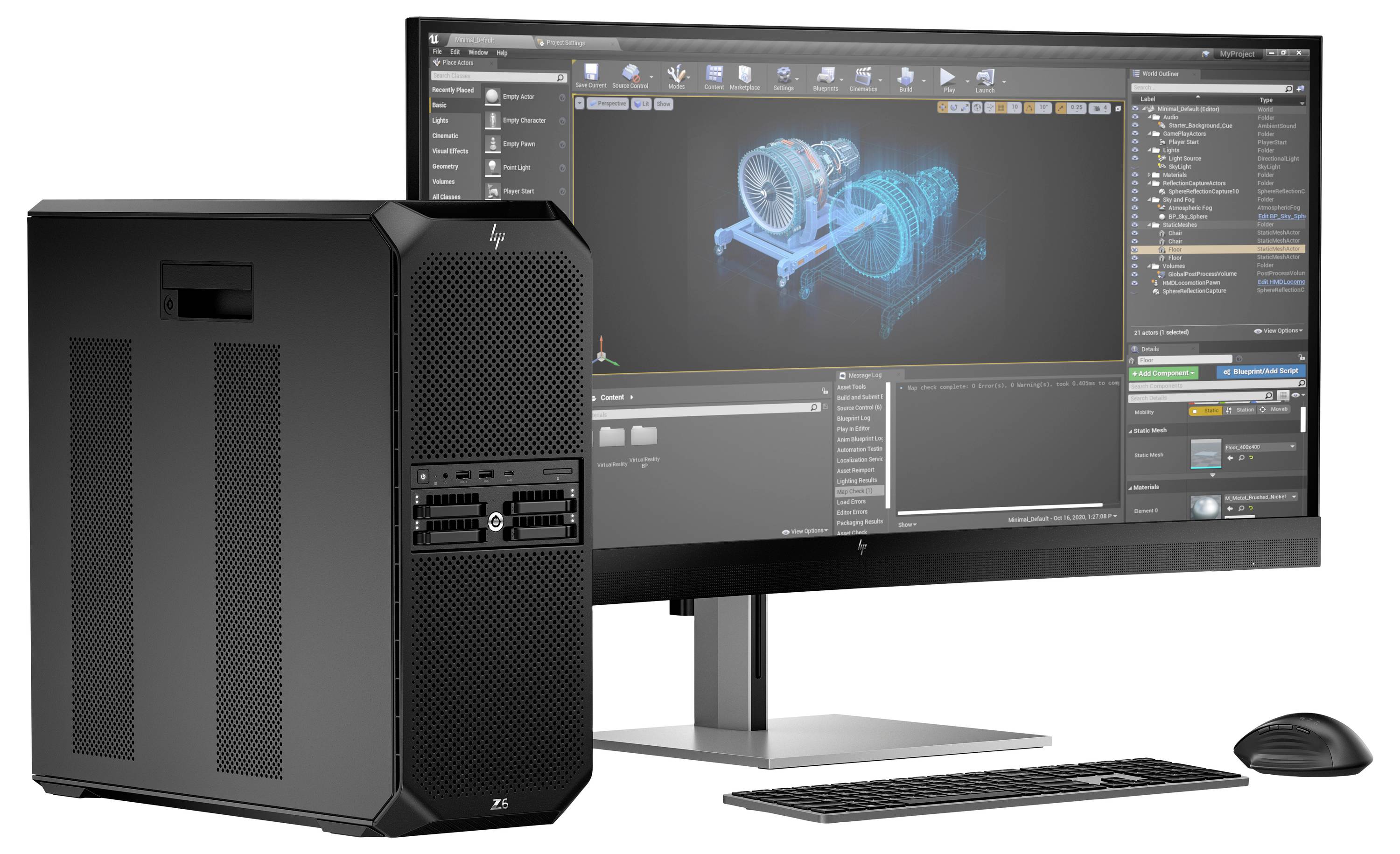 HP Station de travail Z6 G5 Tower AMD Ryzen Threadripper Pro 7955WX 5.1 GHz 64 GB RAM 2 TB SSD 82F95ET-1