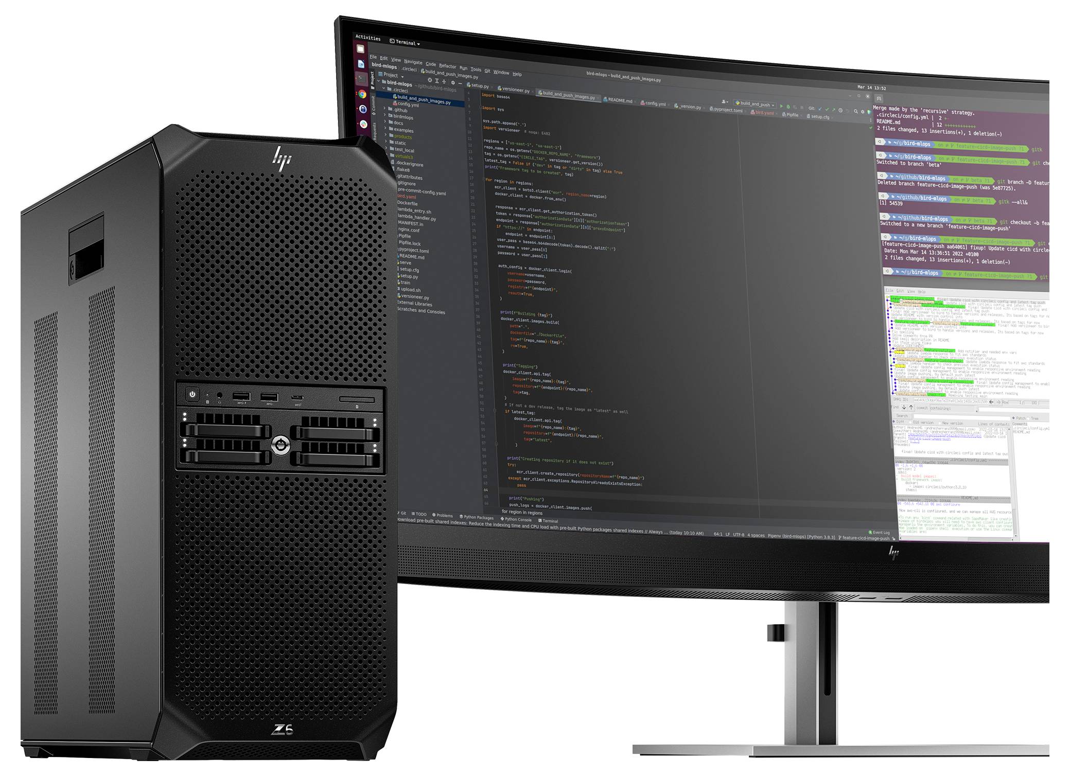 HP Station de travail Z6 G5 Tower AMD Ryzen Threadripper Pro 7955WX 5.1 GHz 64 GB RAM 2 TB SSD 82F95ET-3