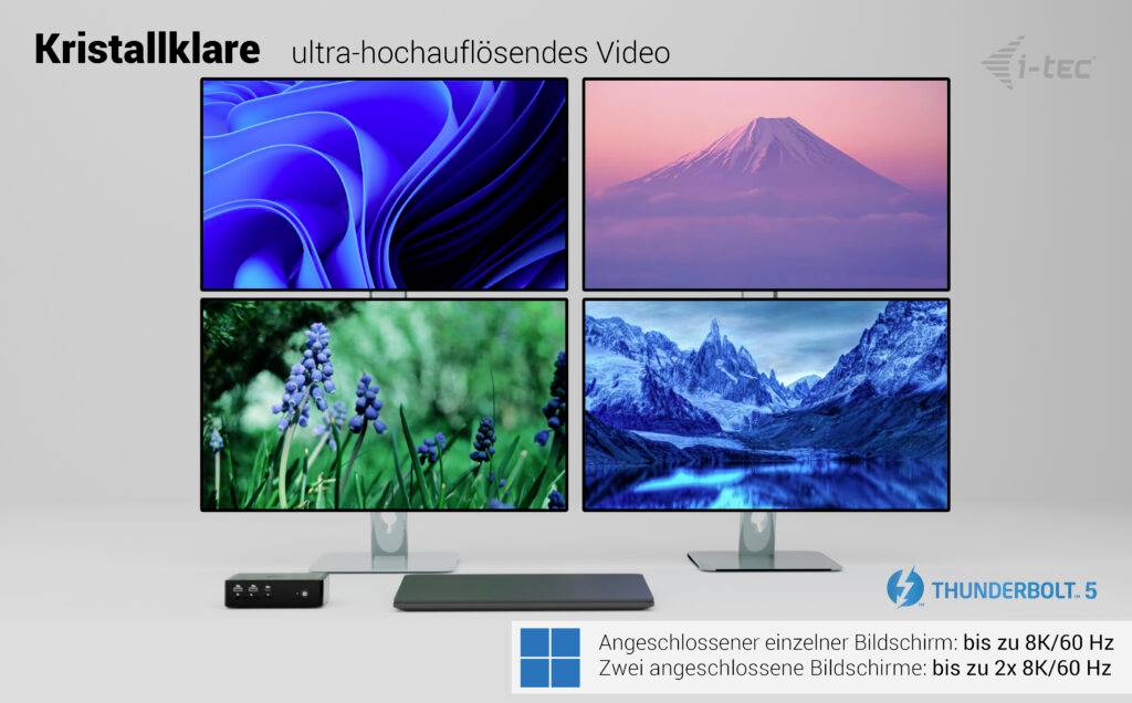 i-tec Station d'accueil USB4® / Thunderbolt™ 4 Thunderbolt5 Quattro Display Docking Station + Power Delivery 140W-7