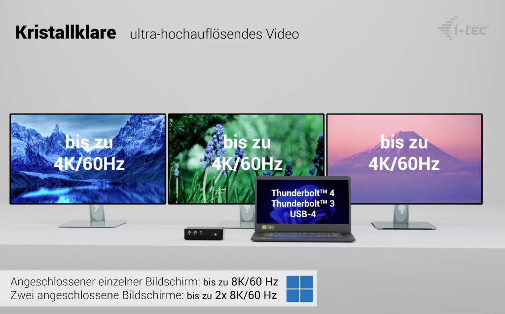 i-tec Station d'accueil USB4® / Thunderbolt™ 4 Thunderbolt5 Quattro Display Docking Station + Power Delivery 140W-8