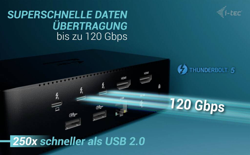 i-tec Station d'accueil USB4® / Thunderbolt™ 4 Thunderbolt5 Quattro Display Docking Station + Power Delivery 140W-14