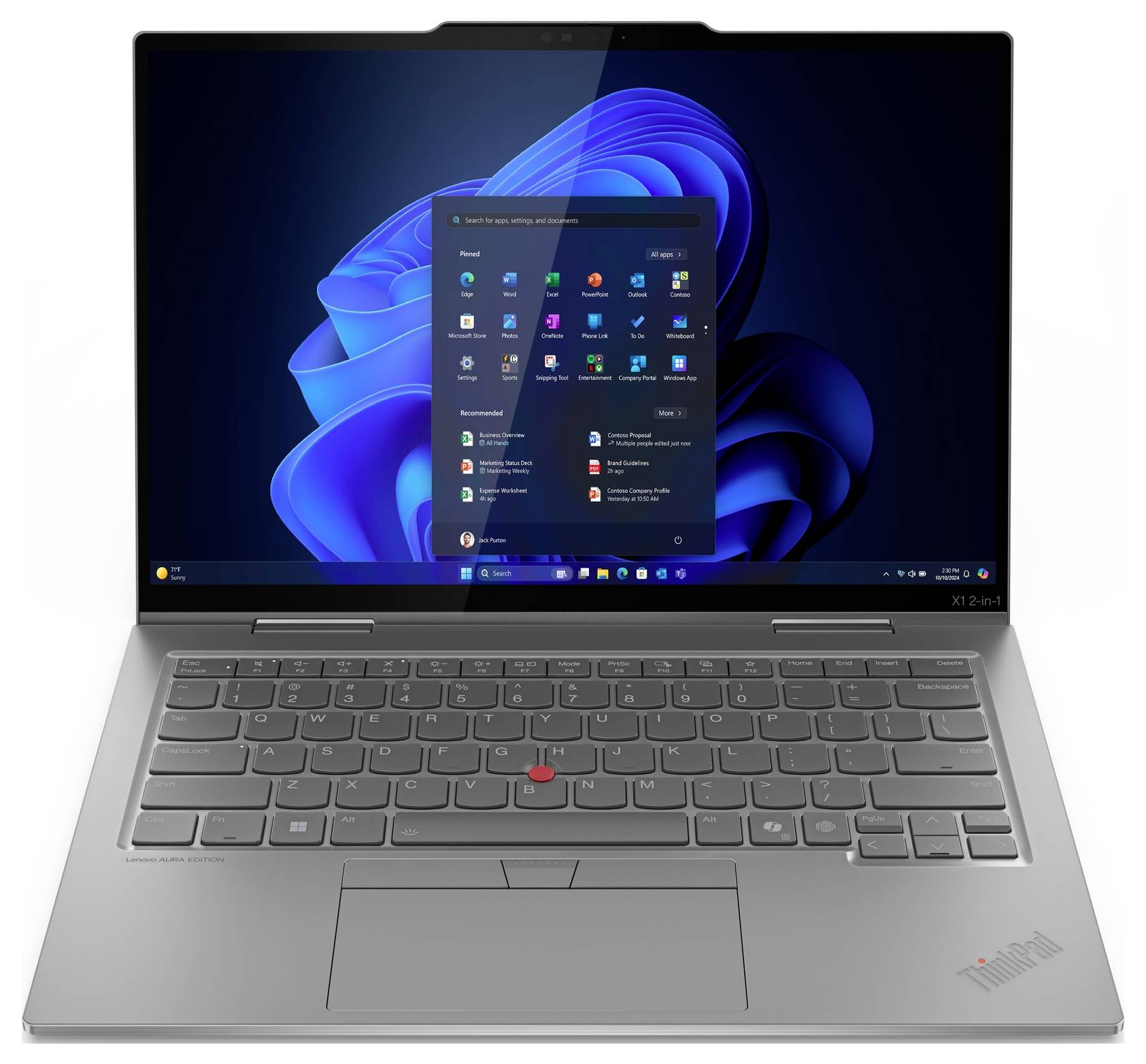 Lenovo PC portable/tablette 2 en 1 ThinkPad X1 35.6 cm (14 pouces) WQXGA+ Intel® Core™ Ultra 7 (Series 2) 258V 32 GB RAM-1