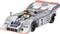 Une voiture miniature à l'échelle 1:43 d'une voiture de course historique portant le numéro 3 et des autocollants Martini Racing sur un fond argenté.