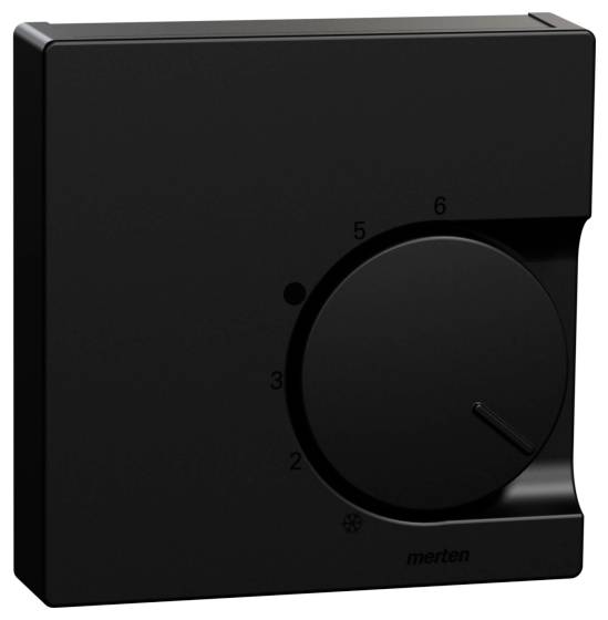 Thermostat noir rotatif avec des chiffres de 1 à 6 pour le réglage de la température.