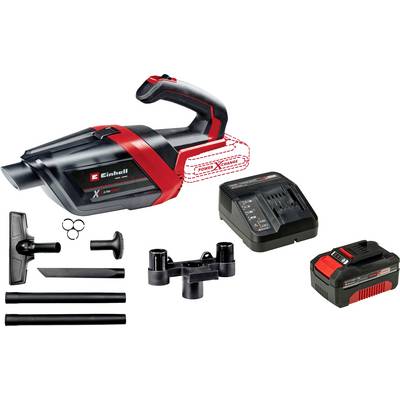 Un ensemble d'aspirateur à main avec différents accessoires, chargeur et batterie. Adapté pour divers travaux de nettoyage.