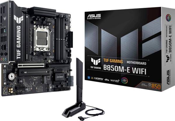 Asus TUF B850M-E Carte mère Socket (PC) AMD® AM5 Facteur de forme (détails) Micro-ATX Chipset de la carte mère AMD® B850