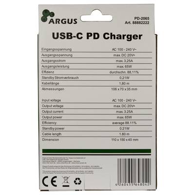 Inter-Tech PD-2065 Chargeur USB 65 W USB-C® mâle Power Delivery 3.0 noir intérieure USB Power Delivery (USB-PD), chargeu-1