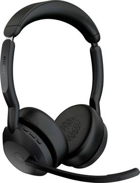 Jabra Evolve2 55 Link 380/390a UC Stereo  Micro-casque supra-auriculaire Bluetooth Stereo noir Suppression du bruit du microphone, Noise Cancelling  ordinateur