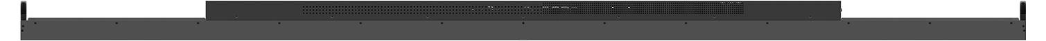 Un long objet rectangulaire noir avec un affichage numérique au centre supérieur, affichant 'ON' dans une couleur claire.
