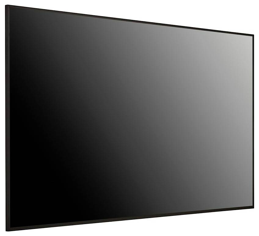 Un téléviseur grand écran avec un cadre noir élégant, sans aucune image affichée.